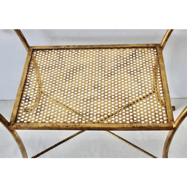 1950s Italian Gilded Scroll Rope Tassel Bench Hollywood Regency For Sale - Image 13 of 15