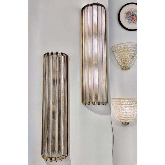 Large Size 1940s Pair Vintage Art Deco Rod Ship Light Wall Sconces