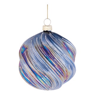 Iridescent Swirled Glass Ornament (Set of 6) For Sale