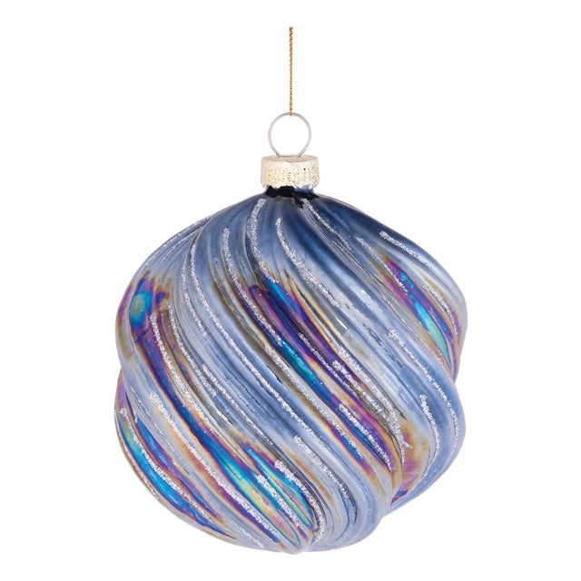 Iridescent Swirled Glass Ornament (Set of 6) For Sale