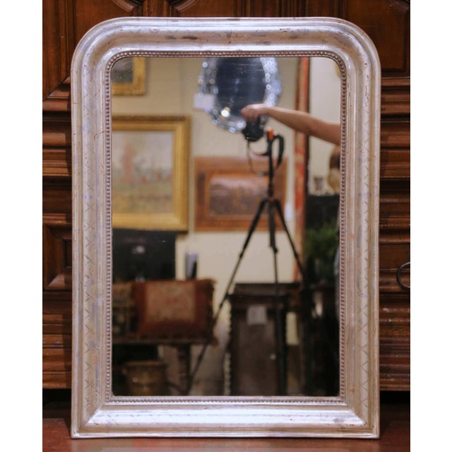 Late 19th Century 19th Century French Louis Philippe Silver Leaf Mercury Glass Wall Mirror For Sale - Image 5 of 7