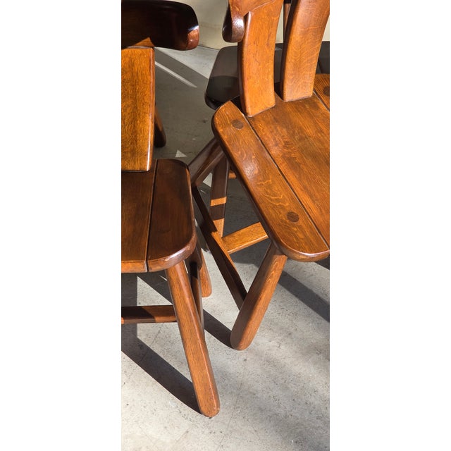 Brutalist Oak Dining Chairs, 1960s, Set of 6 For Sale - Image 11 of 12
