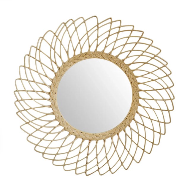2020s Rattan Sun Mirror For Sale - Image 5 of 5
