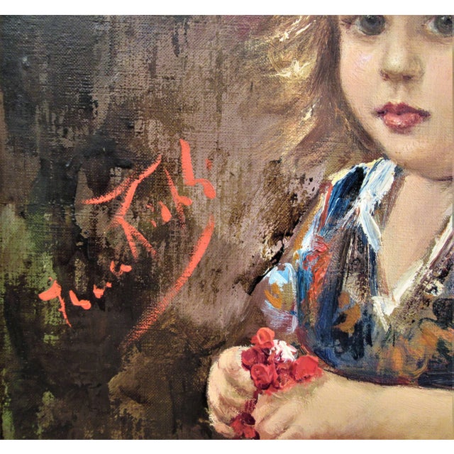 Franco Rispoli, Little Girl with Flowers Basket, Circa 1975 For Sale - Image 4 of 8