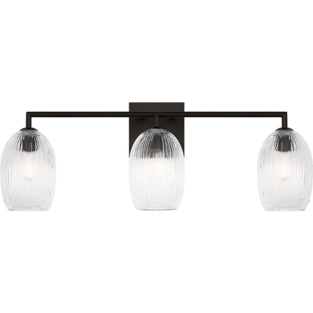 Visual Comfort Hable by Visual Comfort Studio Serafina 3-Light Vanity Sconce in Aged Iron Black Finish For Sale - Image 4 of 5