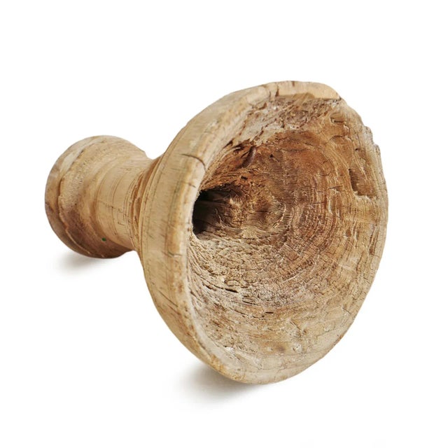 Vintage Old Wood India Mortar Cup For Sale - Image 4 of 5