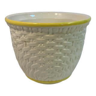 Vintage Haeger Pottery Faux Wicker Ceramic Planter. For Sale