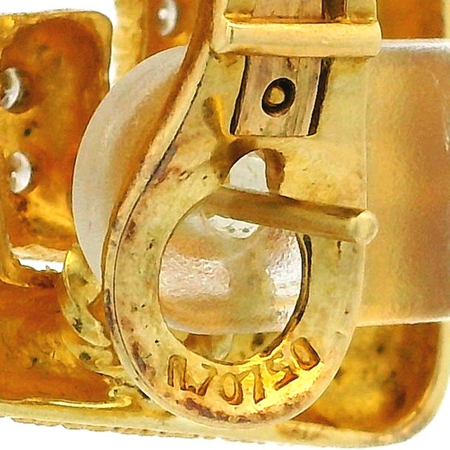 Ilias Lalaounis 18k Gold Diamond Textured Geometric Earrings, Circa 1970s, A Pair For Sale - Image 16 of 16