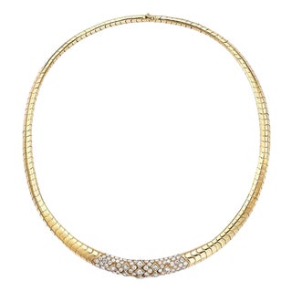 Van Cleef & Arpels 18 Kt Yellow Gold and 5.6 Ct Diamond Collar/Choker Necklace For Sale