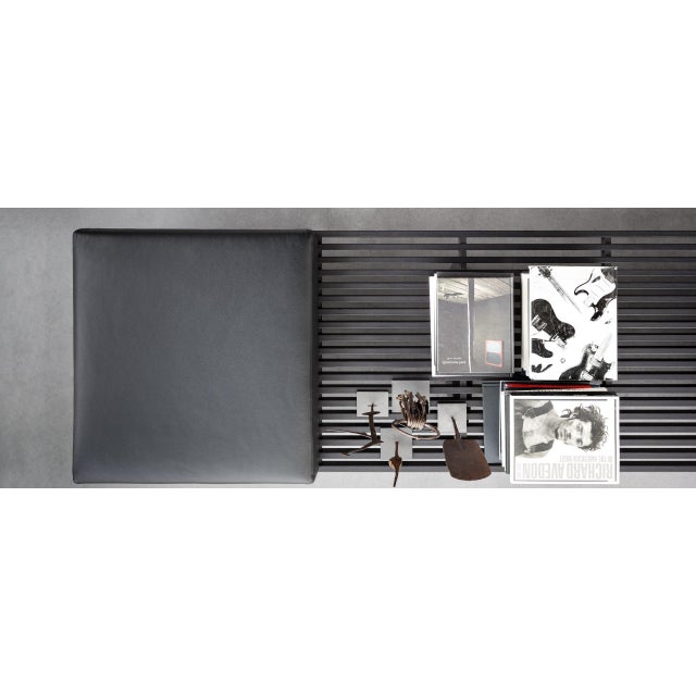 Refolo Modular Sofa in Wood and Black Leather by Charlotte Perriand for Cassina, Set of 6 For Sale - Image 13 of 18