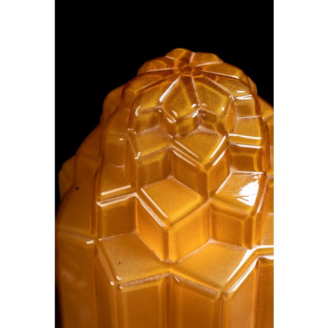 Amber 1930s Frankart Art Deco Figural Amber Glass Lamp For Sale - Image 8 of 9