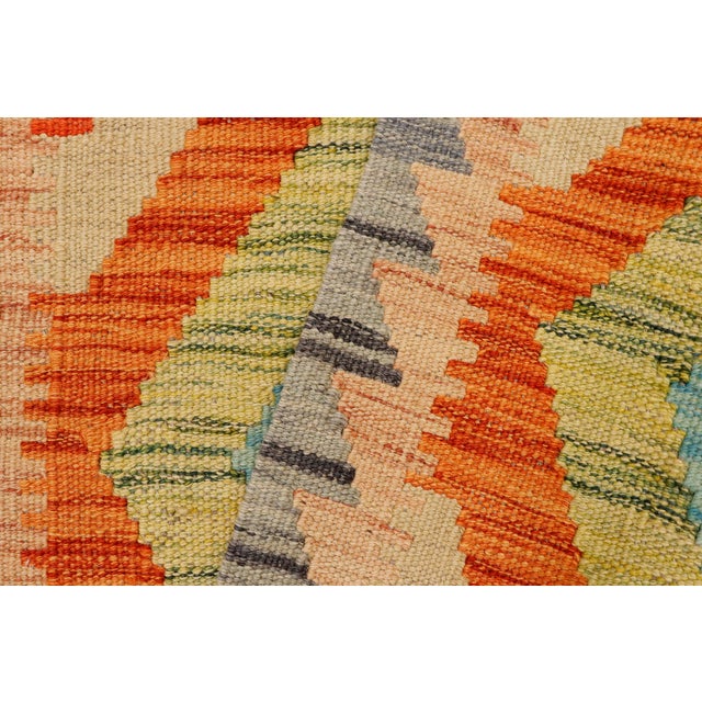 Gray Retro Kilim Gray Rust Hand-Woven Wool Rug For Sale - Image 8 of 9