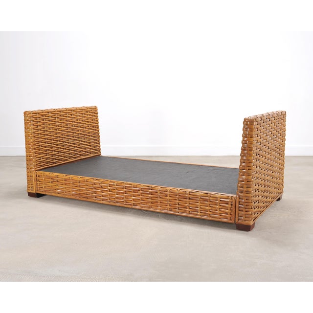 Late 20th Century Ralph Lauren Style Organic Modern Woven Wicker Rattan Bed For Sale - Image 5 of 18