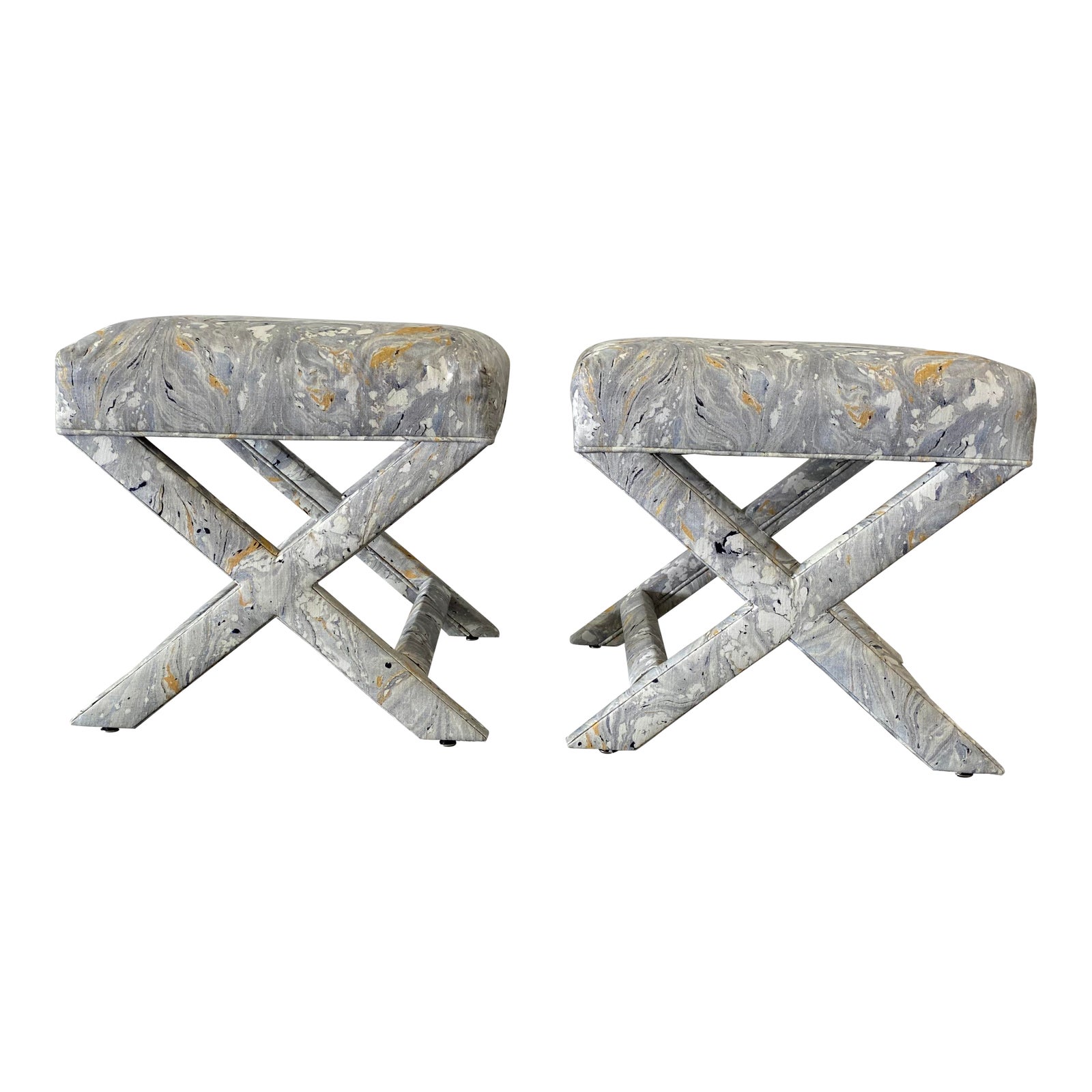 1980s X Frame Ottoman Stools a Pair Chairish