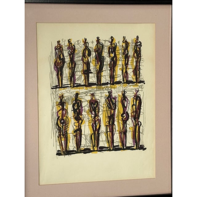 Contemporary Henry Moore (British 1898-1986) Thirteen Standing Figures Lithograph Print, 1958 For Sale - Image 3 of 11