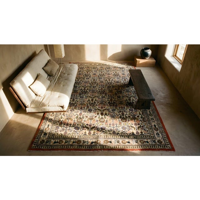 Outstanding Ivory Color With Special Paneled Garden and Medallions Antique Persian Qum Rug For Sale - Image 11 of 11