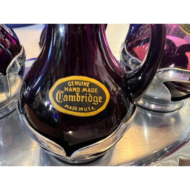Vintage Purple Cambridge Glass Condiments Set of 5 For Sale - Image 11 of 11