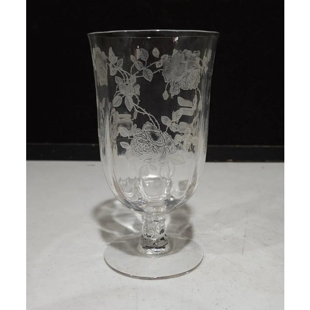 Traditional Set of 5 Fostoria Willowmere Etched Low Goblets - Footed Tumblers For Sale - Image 3 of 12