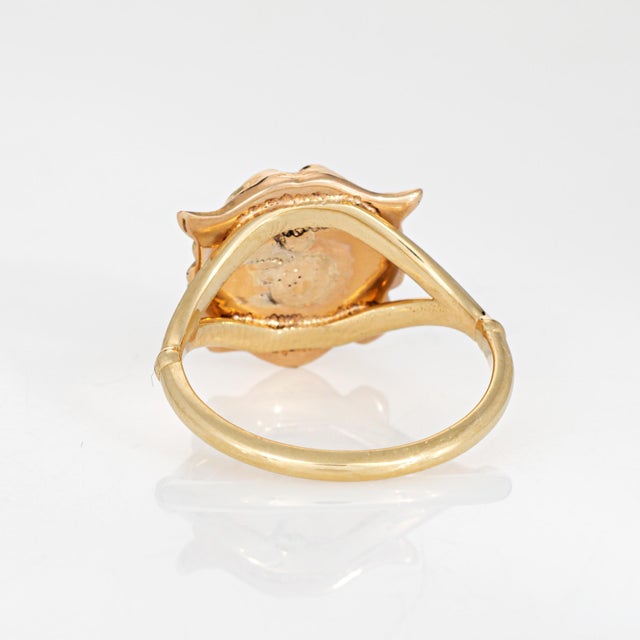 Late 19th Century Antique Victorian Lion Ring Diamond Conversion Band 14k Yellow Gold Sz 6.25 For Sale - Image 5 of 6