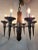 1920s Spanish Revival 6-Light Iron & Wood Chandelier Gothic Arts & Crafts Rustic Castlecore Light For Sale - Image 5 of 15