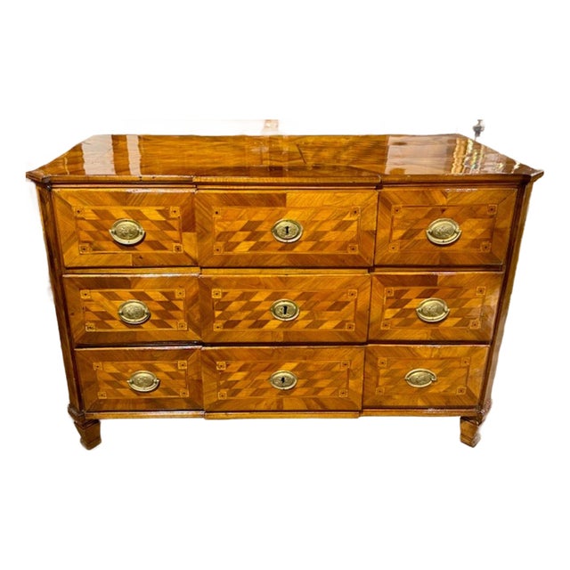 19th Century Italian Inlaid Walnut Commode For Sale