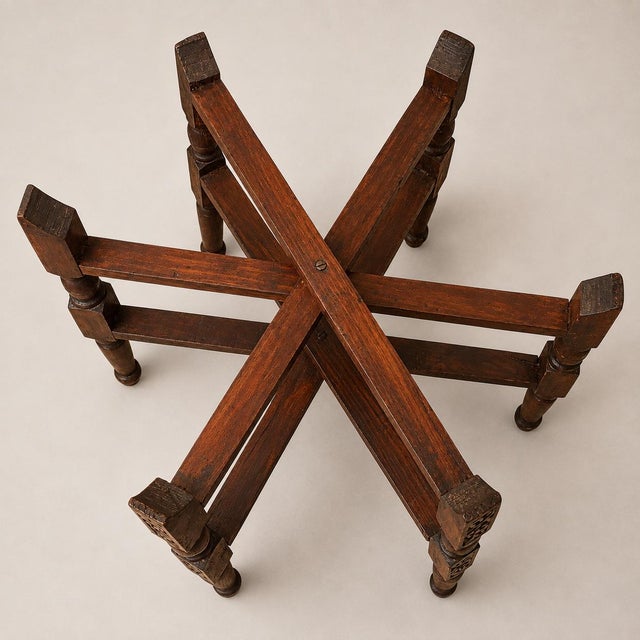 Brown Antique Hand-Crafted Brass and Hardwood Occasional Tea Table, 1890s, Set of 2 For Sale - Image 8 of 11