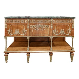 Antique French & Satinwood Marble Top Servers, Buffet, Sideboard For Sale