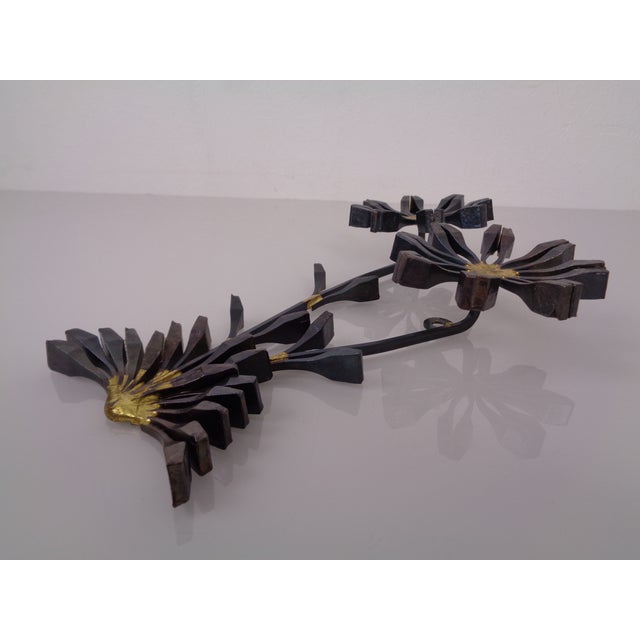 Swedish Brutalist Iron and Gold Flower Wall Sculpture, 1960s For Sale - Image 12 of 18