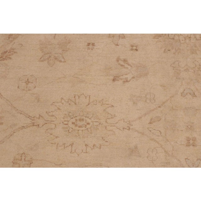 Tan 1990s Boho Chic Kafkaz Sun-Faded Lt. Tan/Tan Hand-Knotted Rug - 9'3 X 12'4 For Sale - Image 8 of 9