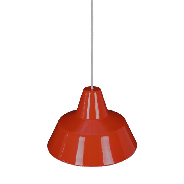 Industrial Enamel Pendant Lamp by Axel Wedel Madsen for Louis Poulsen, 1970s For Sale