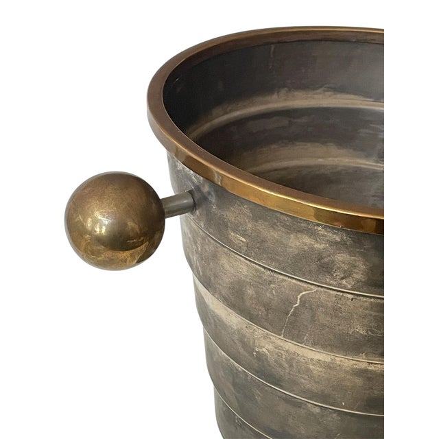 Silver 1980s Larry Laslo Art Deco Style Silverplate Champagne Bucket For Sale - Image 8 of 11