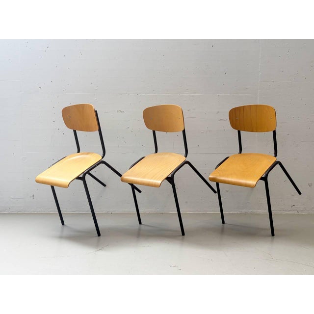 Stackable Studio Chair with Black Lacquered Steel Frame, 1990s For Sale - Image 17 of 17