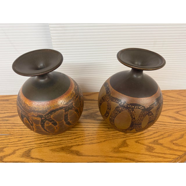 Ceramic Designs West Stoneware Pottery Spherical Vases, Set of Two For Sale - Image 7 of 12