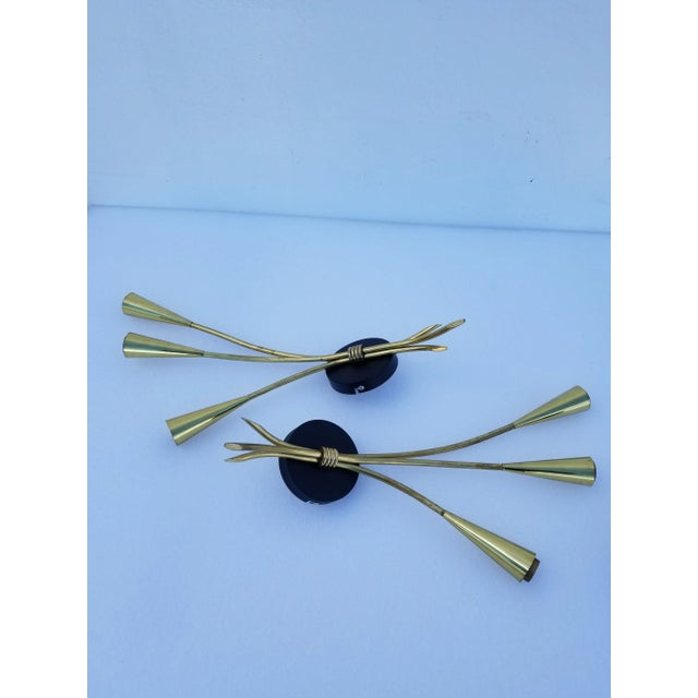 Pair Of Maison Arlus 3 arms Sconces. Vintage Condition, US Rewired and in Working Condition Back plate diameter 4 inches