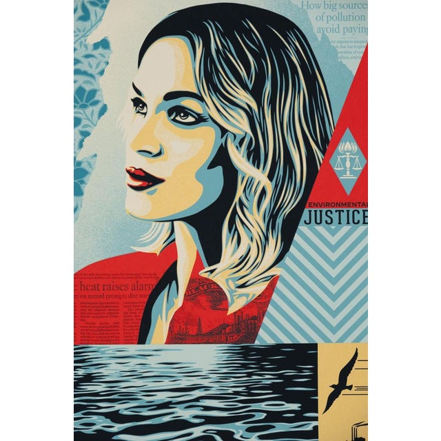 Shepard fairey aka obey giant (1970) environment justice, 2024 original color silkscreen print signed and dated 2024 in...