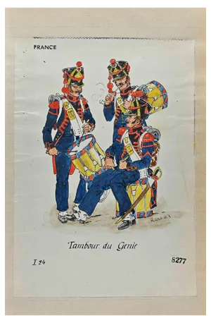 Herbert Knotel, Tambour Du Genie (French Army), Original Ink & Watercolor Drawing, 1940s