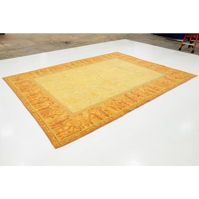 9 X 12 Handmade Modern Tibetan Wool & Silk Rug in Warm Golden With Traditional Deisgn For Sale - Image 4 of 10