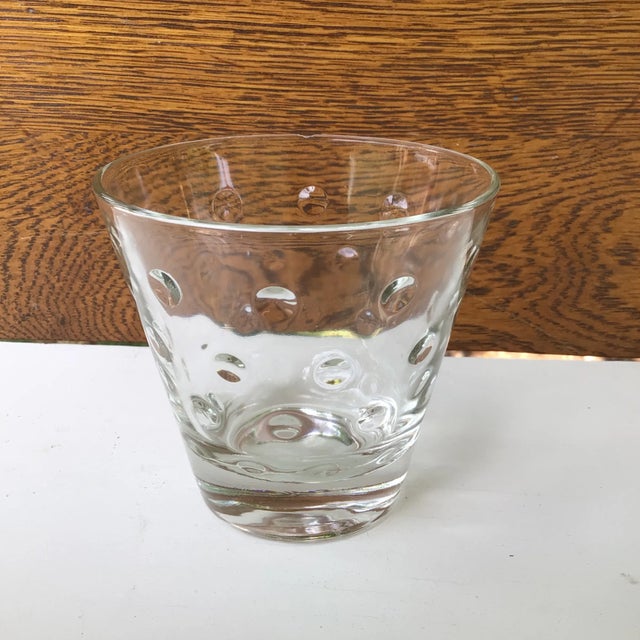 1960s Hazel Atlas Clear Dots Glass Ice Bucket With Tongs, 3 Tumblers,6 Rocks, and 6 Shot Glasses-Set of 17 For Sale - Image 5 of 13