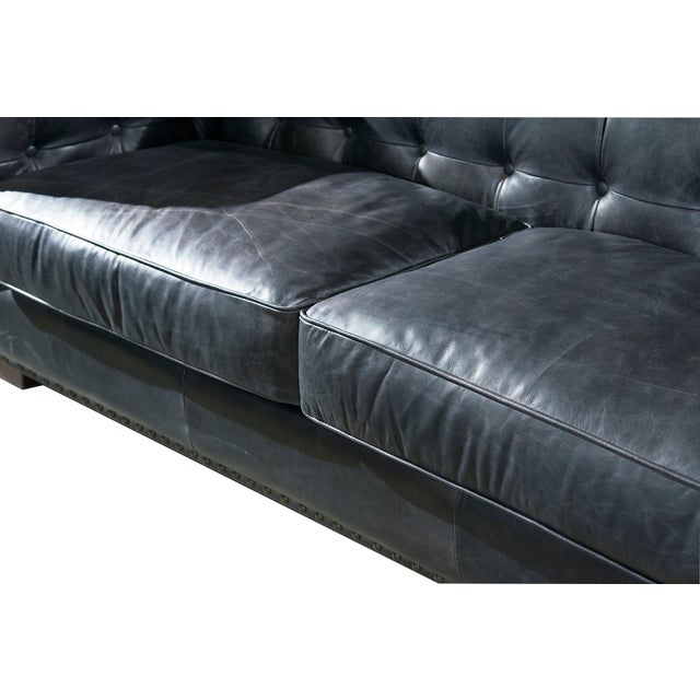 Tuxedo Leather Sofa - Slate For Sale - Image 4 of 11