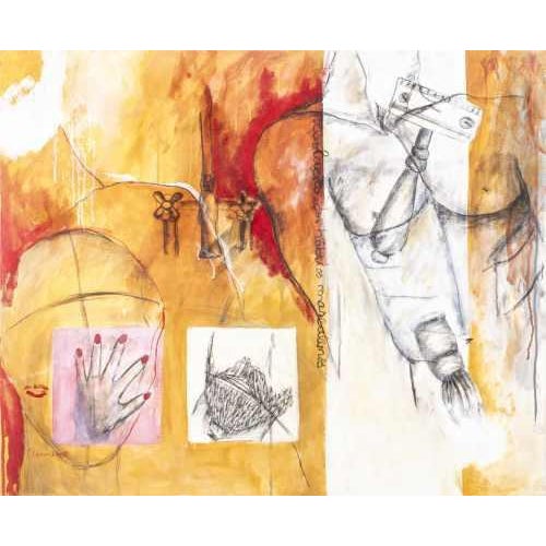 "The evolution of male habits". Oil on canvas, signed and dated 1999. Dimensions: 82 x 100 cm.