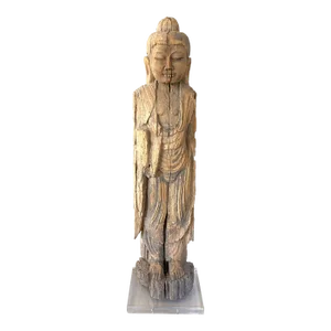 Primitive Antique Hand Carved Standing Guanyin Buddha