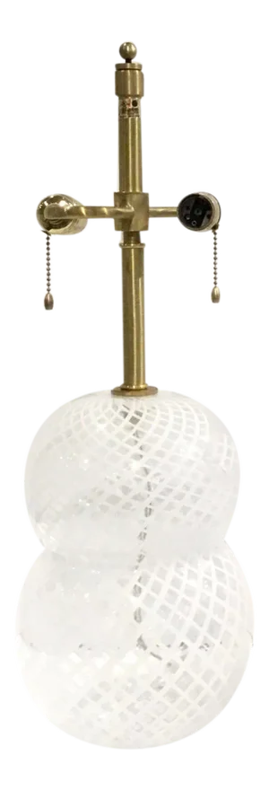 Barbara Barry Modern Geometric White and Gold Murano Glass Table Lamp