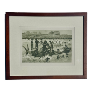 Santa Cruz Beach: Sea Beach Hotel Scene, Framed Lithograph, 1889