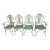 Vintage Neoclassical Style Green Wrought Iron Lyre Harp Garden Chairs - Set of 4 For Sale