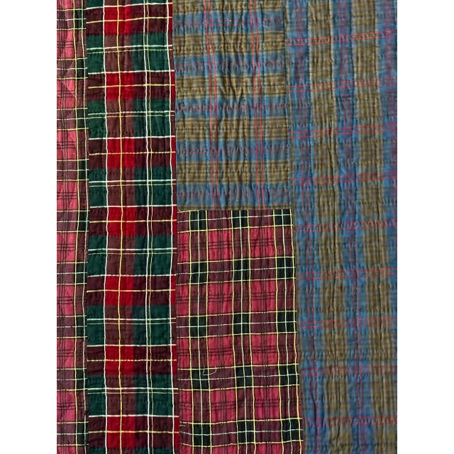 Antique American Lancester County Log Cabin Barn Raising Quilt with Boro Backing For Sale - Image 15 of 17