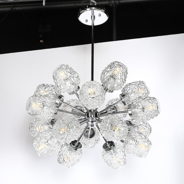 Metal Mid-Century 18-Arm Chrome & Glass Sputnik Chandelier Attributed to Richard Essig For Sale - Image 7 of 18