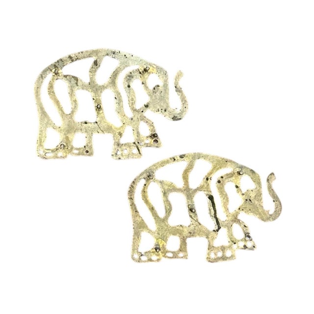 Vintage Brass Elephant Trivets, a Pair For Sale - Image 4 of 4