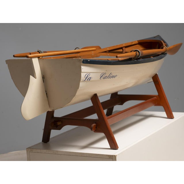 Brown Reimagined Boat-Form Coffee Table with Glass Top For Sale - Image 8 of 11