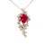 A striking pendant necklace featuring a vibrant pear-cut ruby as its centerpiece. The ruby, weighing 2.11 carats, radiates...