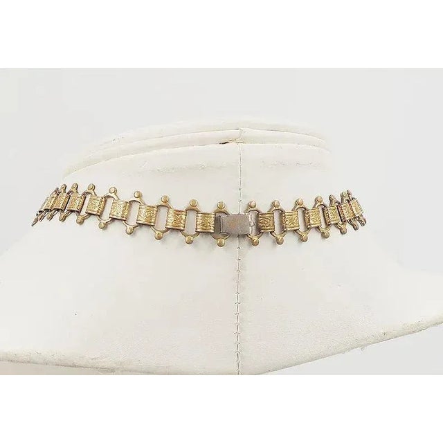 Metal Vintage Signed Monet Etruscan Floral Necklace, 1939 For Sale - Image 7 of 9